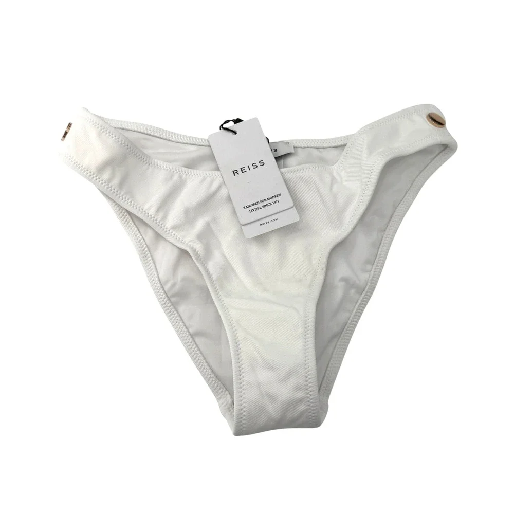 REISS Iris Bathing Suit Size 12 NEW Bikini Bottoms Swimwear Swim $70 White
